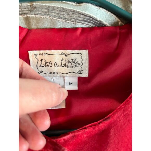 Live A Little Washable Suede Jacket Red Medium Button Front Lining Long Sleeves - Picture 4 of 6